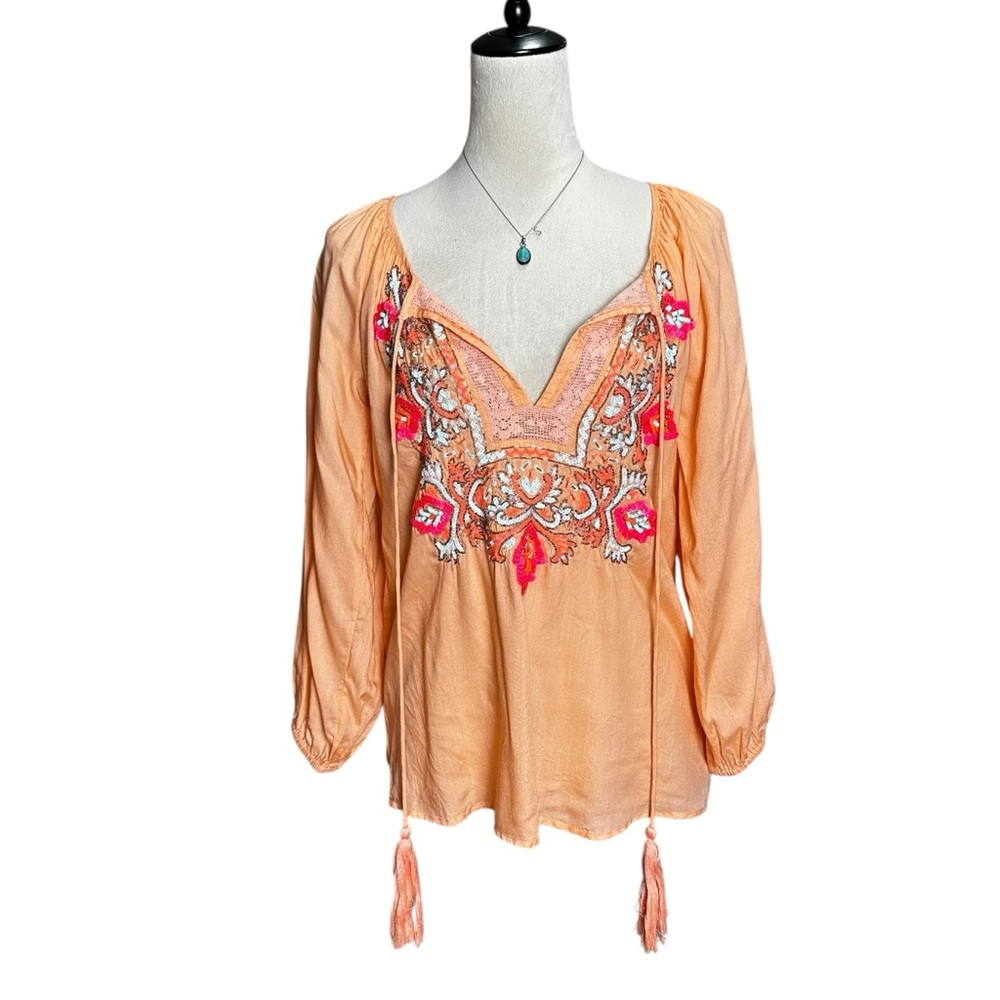 Boston‎ Proper Sequin Embroidered Relaxed Tassel Top XXS | Coastal Boho Resort
